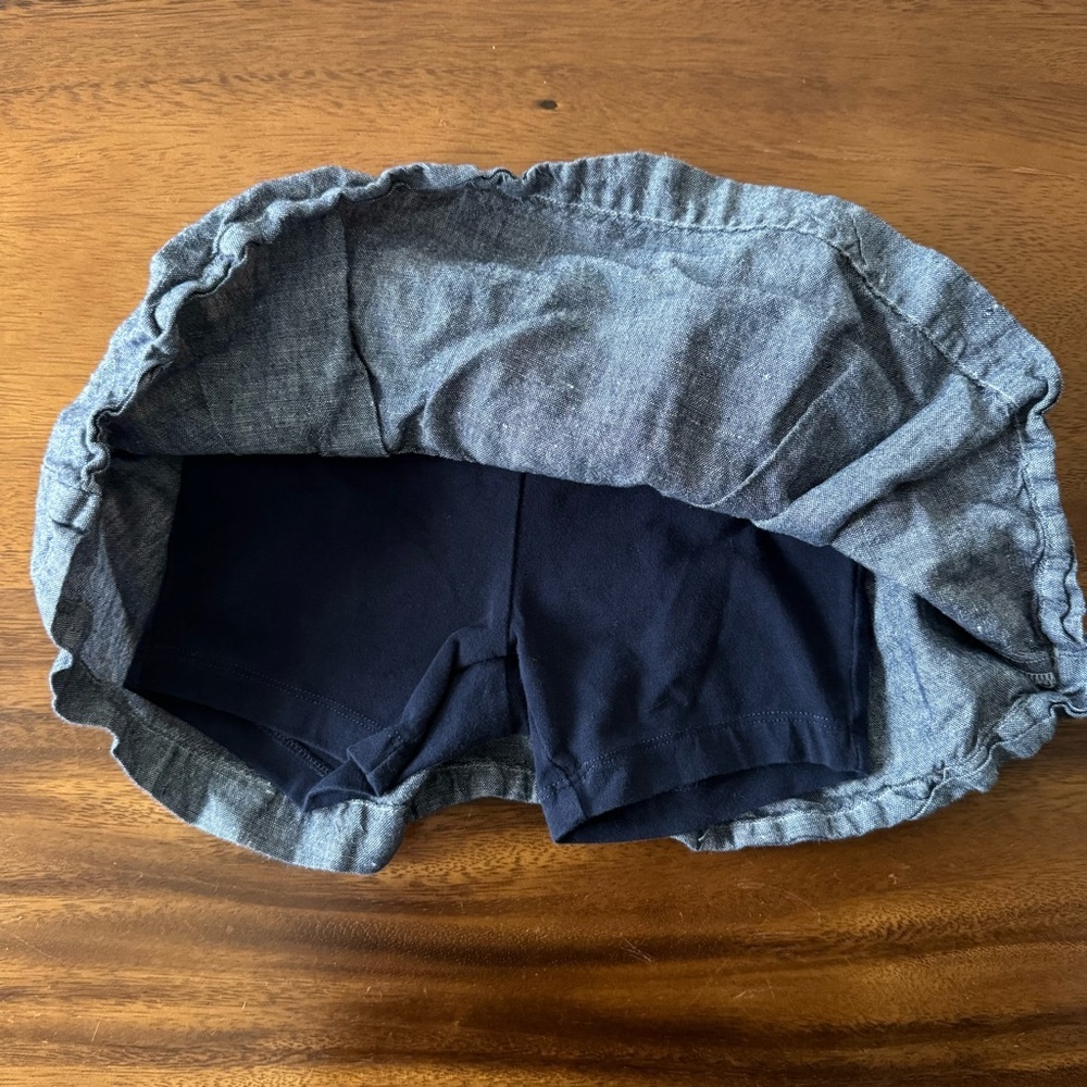 Janie & Jack Blue Linen Cotton Pleated Skort Bow Accents 12-18M - Picture 3 of 4